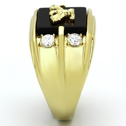 TK793 - IP Gold(Ion Plating) Stainless Steel Ring with Semi-Precious