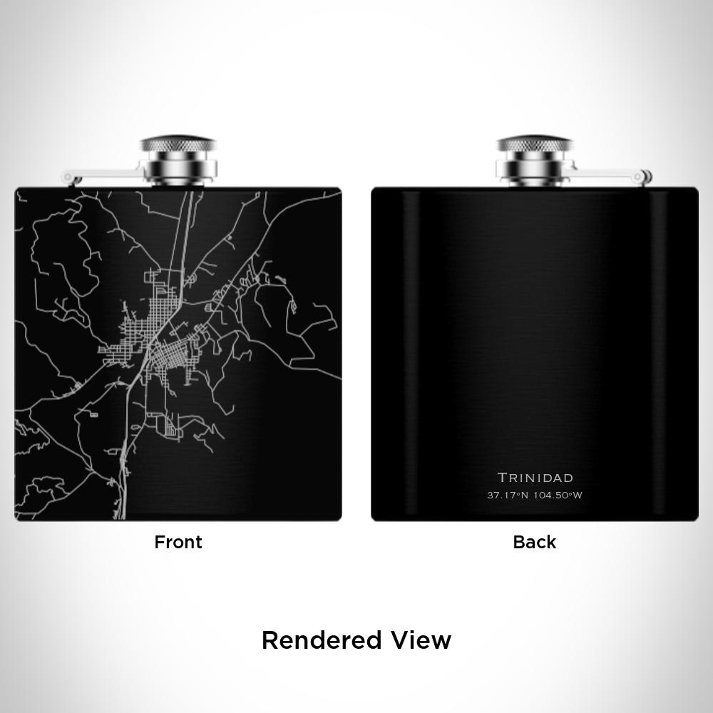 Trinidad - Colorado Map Hip Flask in Matte Black