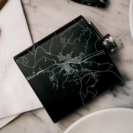 Trinidad - Colorado Map Hip Flask in Matte Black