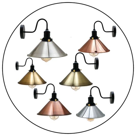 Industrial Wall Sconce Metal Cone Lamp Shade Indoor Lighting Home