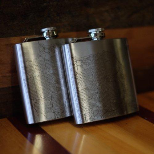 Yosemite National Park Engraved Topographic Map Hip Flask