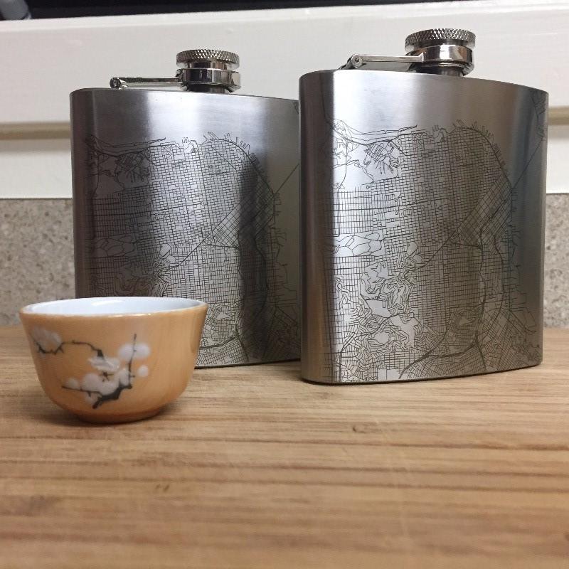Yosemite National Park Engraved Topographic Map Hip Flask
