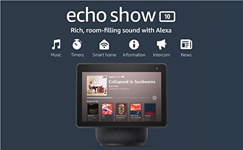 Echo Show 10 (3rd Gen) | HD smart display with motion and Alexa | Charcoal