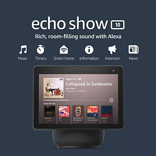 Echo Show 10 (3rd Gen) | HD smart display with motion and Alexa | Charcoal