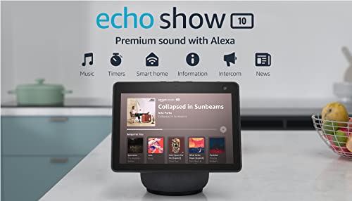 Echo Show 10 (3rd Gen) | HD smart display with motion and Alexa | Charcoal