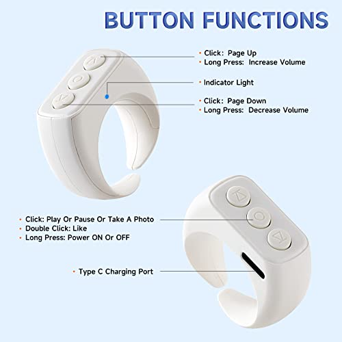 White Ring Remote Bluetooth for Iphone /Android Tik tok App