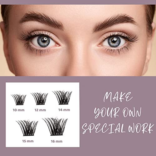Lash Extension Kit 72 Cluster Individual Lashes Natural with Lash Bond and Seal Super Hold Eyelash Tweezers Lash Glue Remover Easy to Remove Lash Clusters Kit DIY at Home 10-16mm C/D Curl - OP01