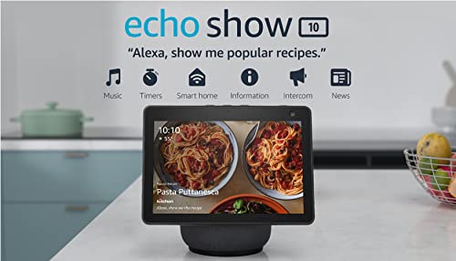 Echo Show 10 (3rd Gen) | HD smart display with motion and Alexa | Charcoal
