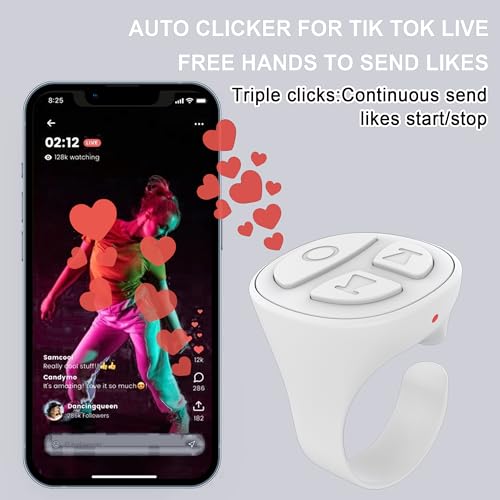 Purple Ring Remote Page Turner Bluetooth for iPhone iPad iOS Android Kindle Tik tok