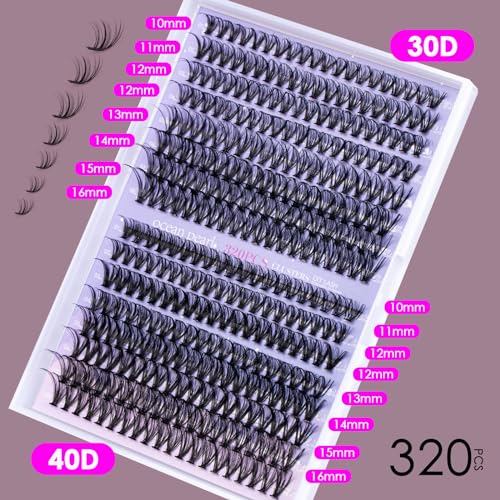 Lash Extension Kit 72 Cluster Individual Lashes Natural with Lash Bond and Seal Super Hold Eyelash Tweezers Lash Glue Remover Easy to Remove Lash Clusters Kit DIY at Home 10-16mm C/D Curl - OP01
