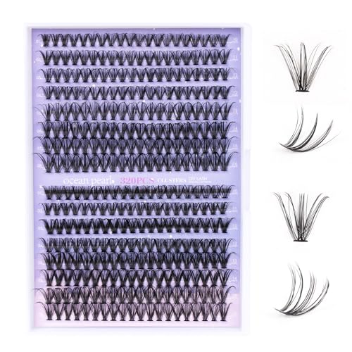 Lash Extension Kit 72 Cluster Individual Lashes Natural with Lash Bond and Seal Super Hold Eyelash Tweezers Lash Glue Remover Easy to Remove Lash Clusters Kit DIY at Home 10-16mm C/D Curl - OP01