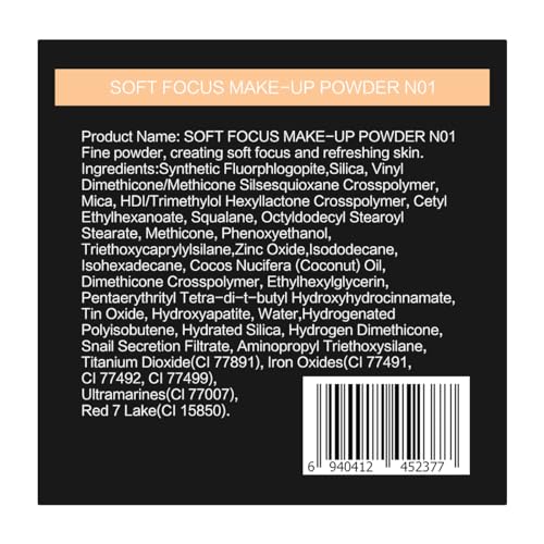 CARSLAN Waterproof Loose Setting Powder with Puff, Matte, Oil Control, Shine Free, Talc-Free Face Powder Makeup, 24H Longwear Finishing Powder, 01 for Dry skin (New Pack)