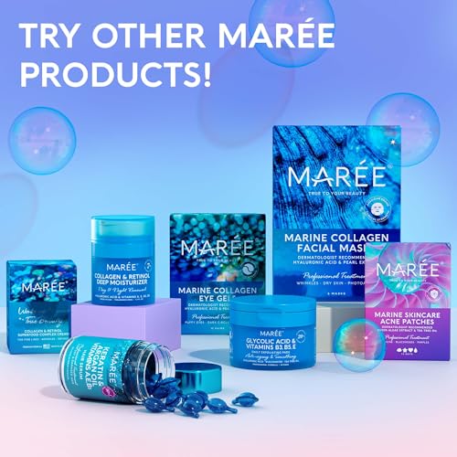 MAREE Eye Gel Pads - Under Eye Wrinkle Patches for Puffy Eyes and Dark Circles with Natural Marine Collagen & Hyaluronic Acid