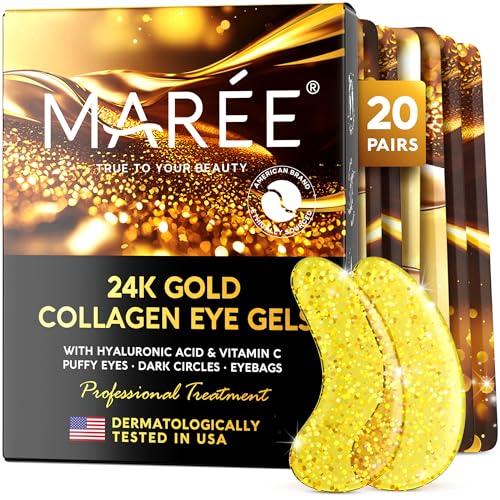 MAREE Eye Gel Pads - Under Eye Wrinkle Patches for Puffy Eyes and Dark Circles with Natural Marine Collagen & Hyaluronic Acid