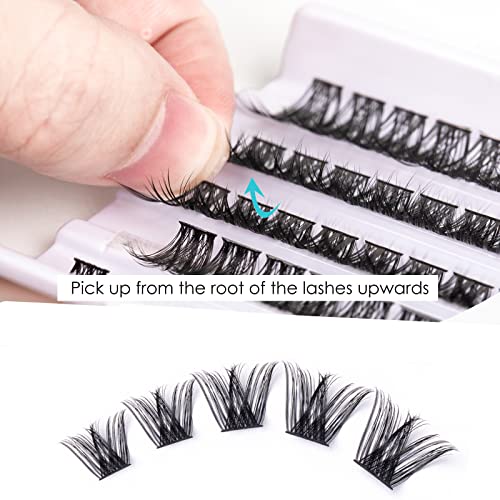 Lash Extension Kit 72 Cluster Individual Lashes Natural with Lash Bond and Seal Super Hold Eyelash Tweezers Lash Glue Remover Easy to Remove Lash Clusters Kit DIY at Home 10-16mm C/D Curl - OP01