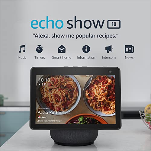 Echo Show 10 (3rd Gen) | HD smart display with motion and Alexa | Charcoal