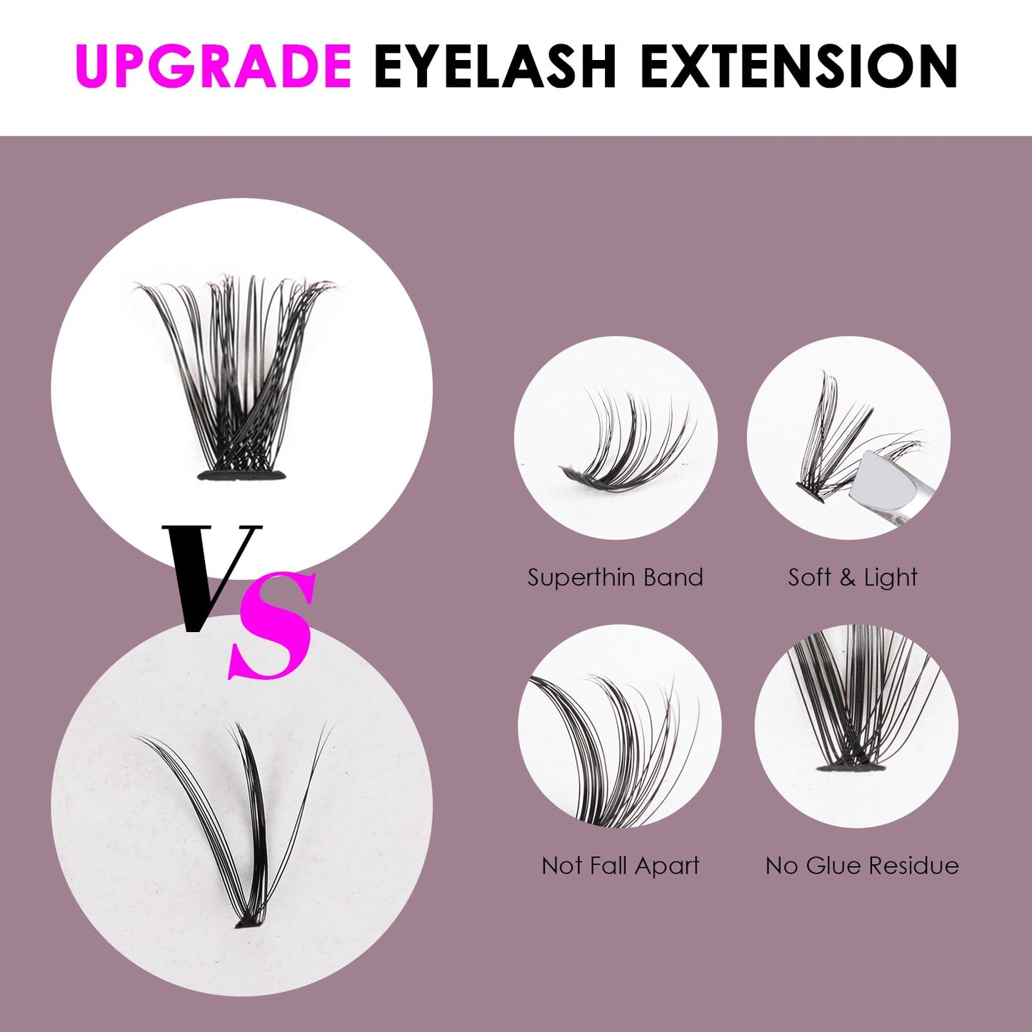 Lash Extension Kit 72 Cluster Individual Lashes Natural with Lash Bond and Seal Super Hold Eyelash Tweezers Lash Glue Remover Easy to Remove Lash Clusters Kit DIY at Home 10-16mm C/D Curl - OP01