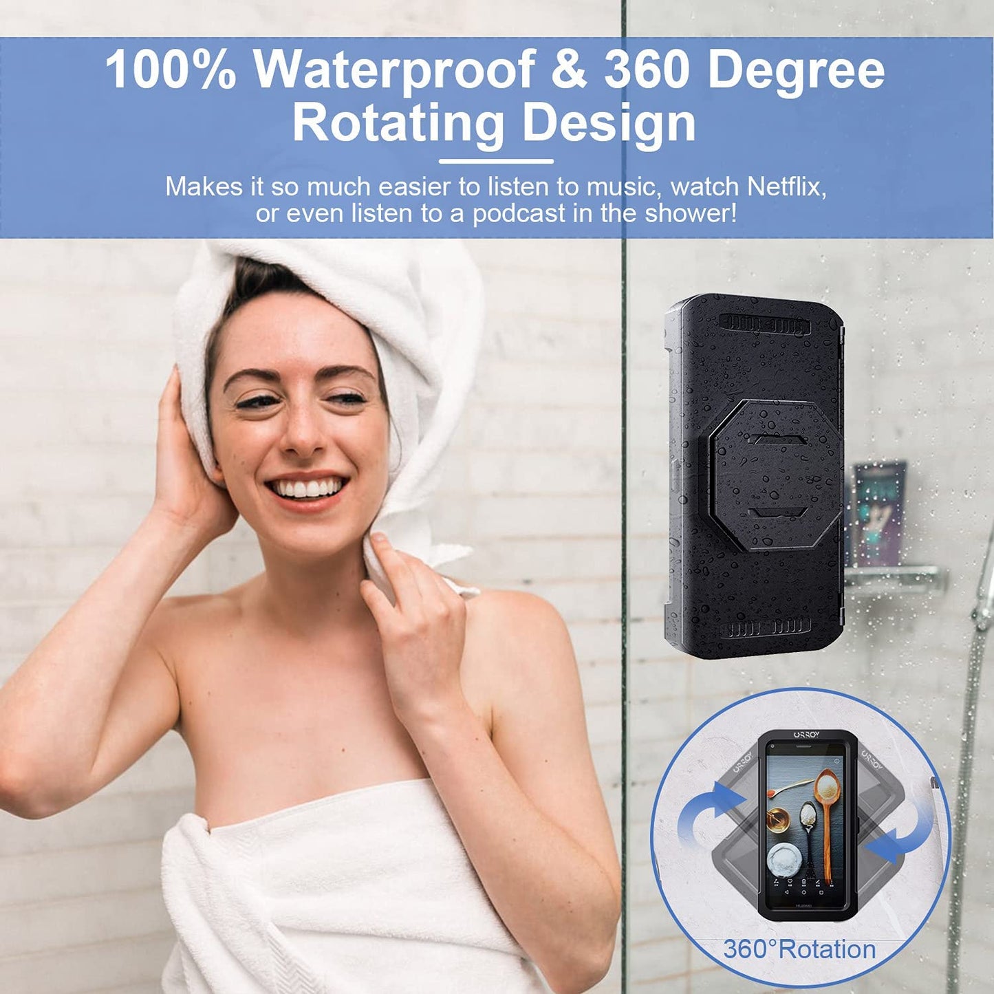 Waterproof 360° Rotation  Phone Case, Anti-Fog High Sensitivity Cover  Compatible with 4" - 7" Cell Phones
