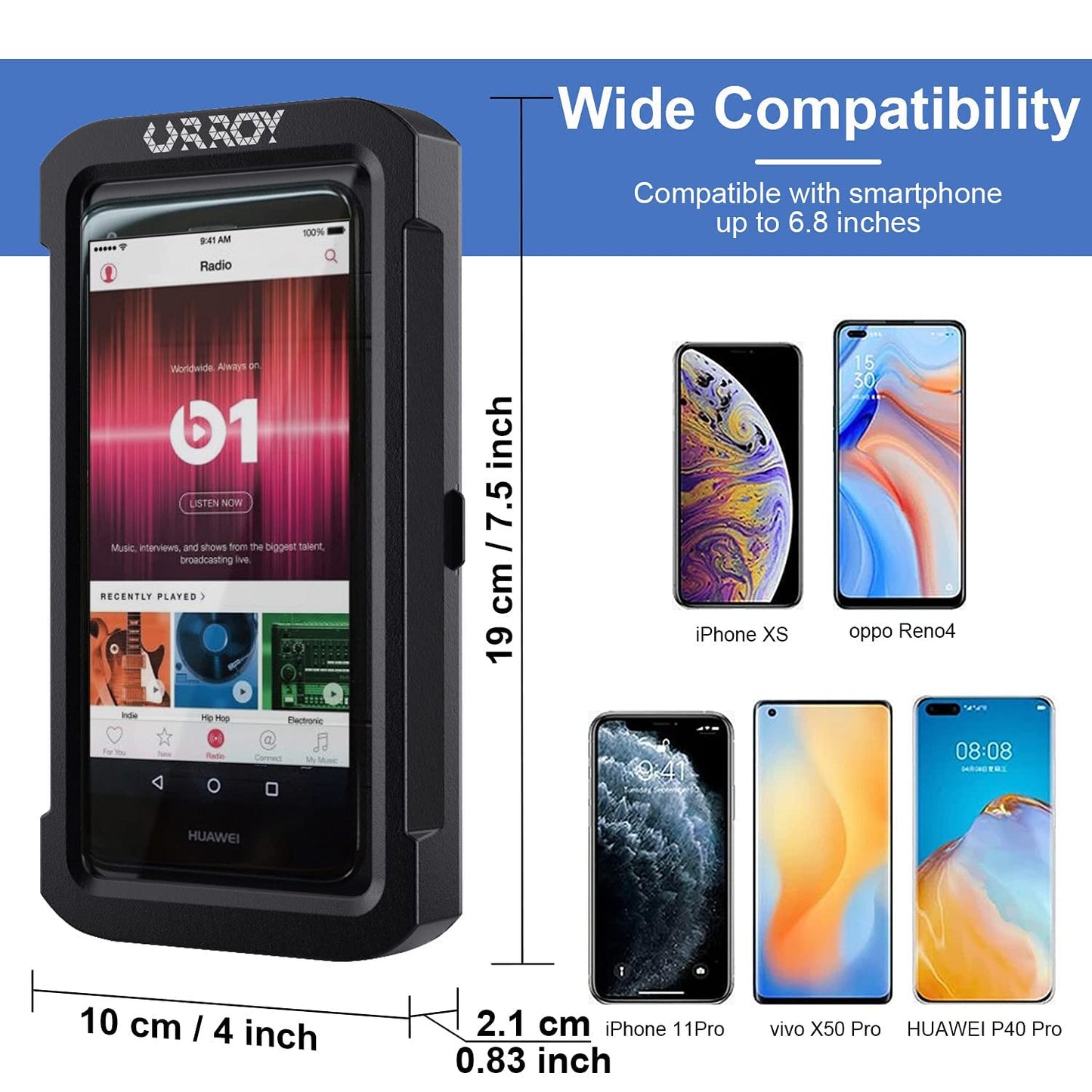 Waterproof 360° Rotation  Phone Case, Anti-Fog High Sensitivity Cover  Compatible with 4" - 7" Cell Phones