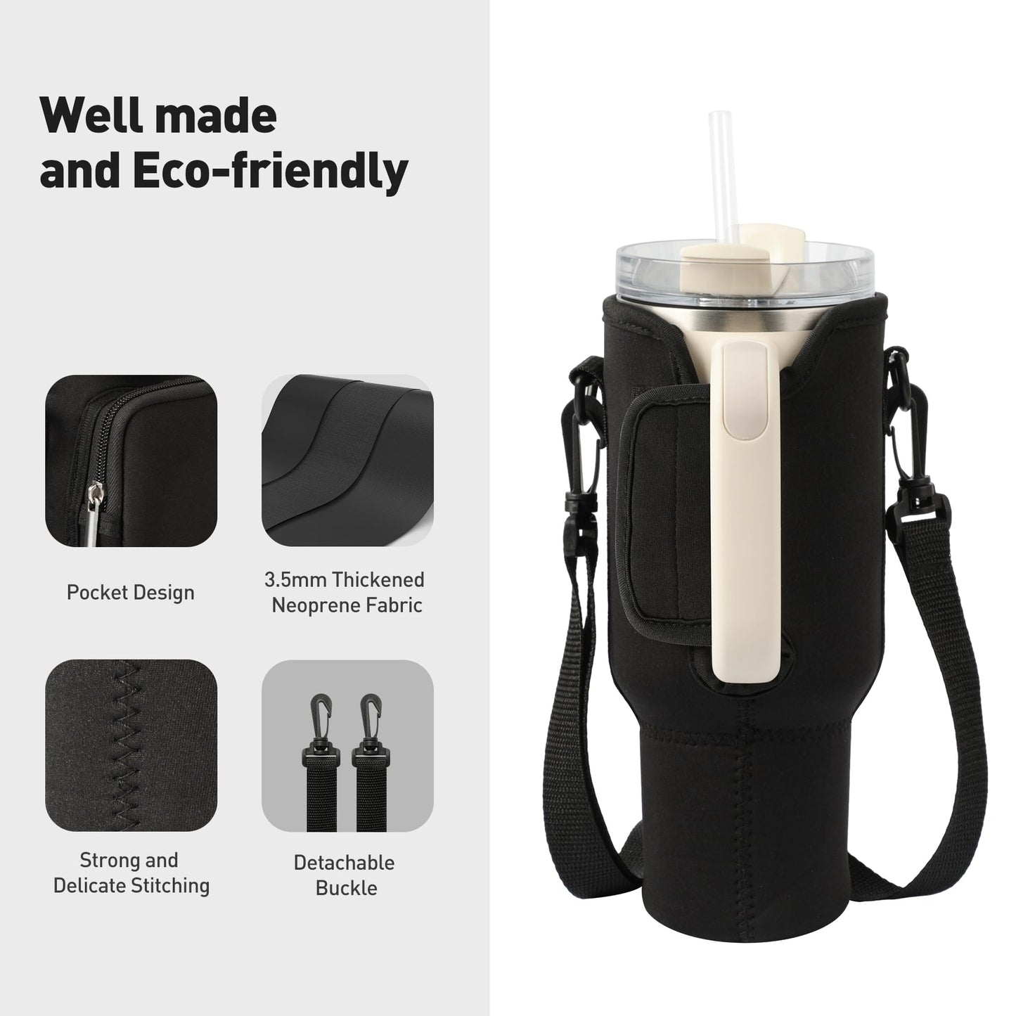 Stanley Cup Carrier With Pocket With Adjustable Strap