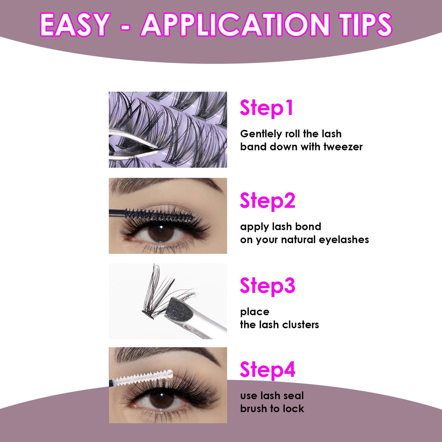 Lash Extension Kit 72 Cluster Individual Lashes Natural with Lash Bond and Seal Super Hold Eyelash Tweezers Lash Glue Remover Easy to Remove Lash Clusters Kit DIY at Home 10-16mm C/D Curl - OP01