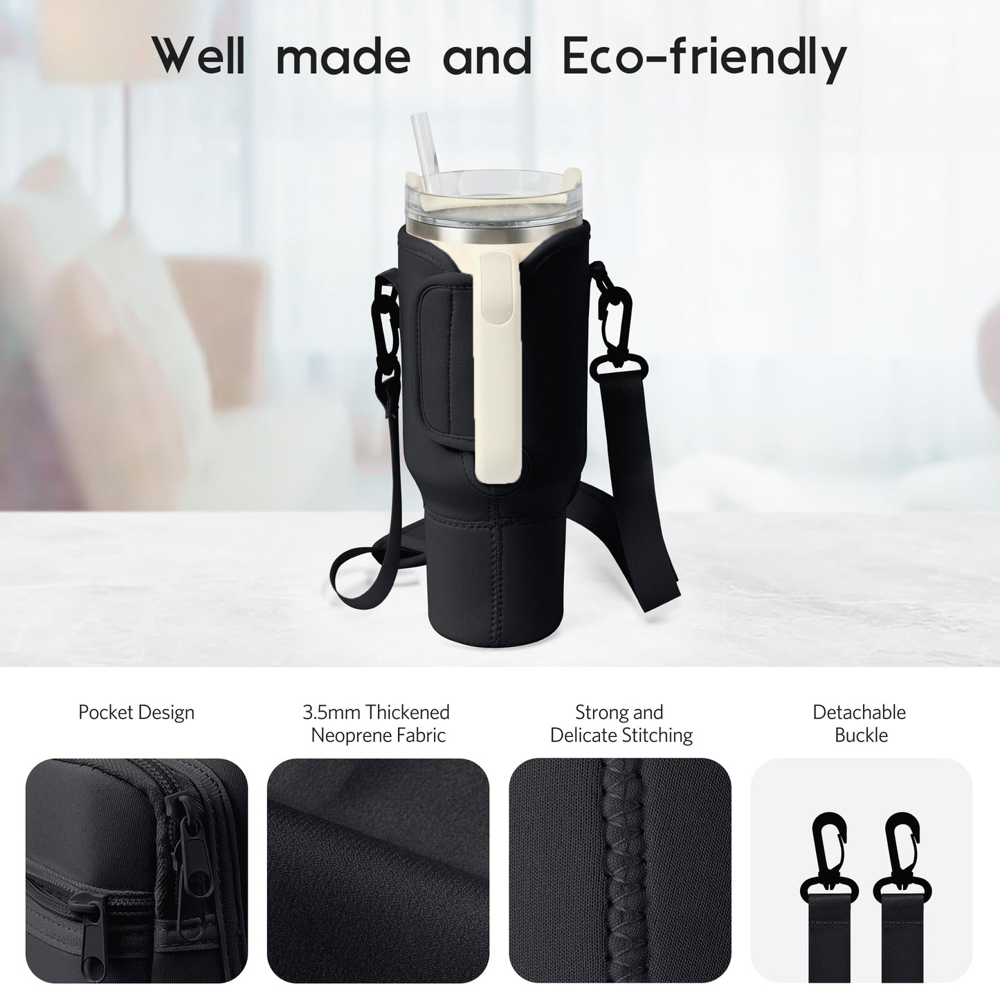 Stanley Cup Carrier With Pocket With Adjustable Strap