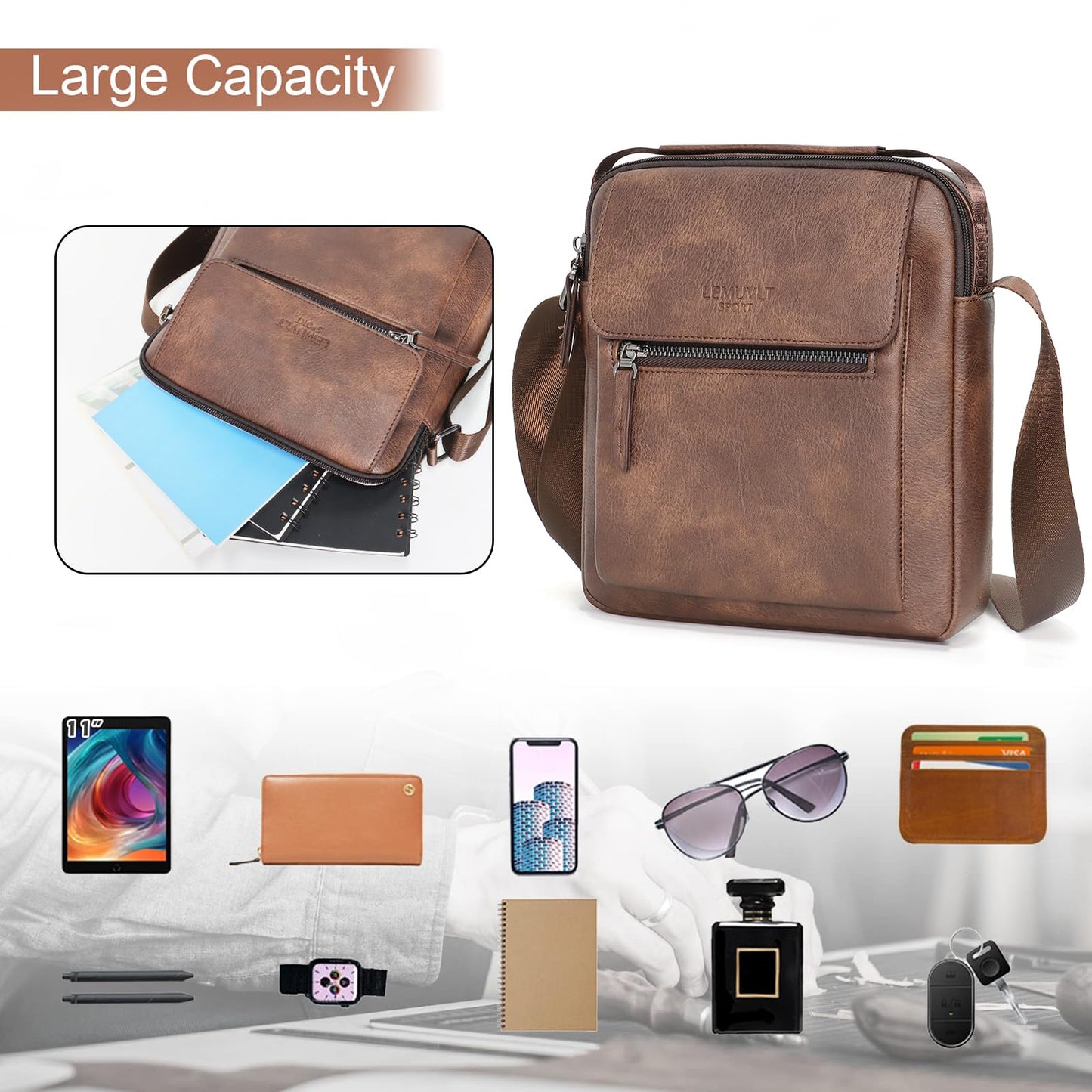 LEMUVLT CROSSBODY MESSENGER BAG FOR MEN