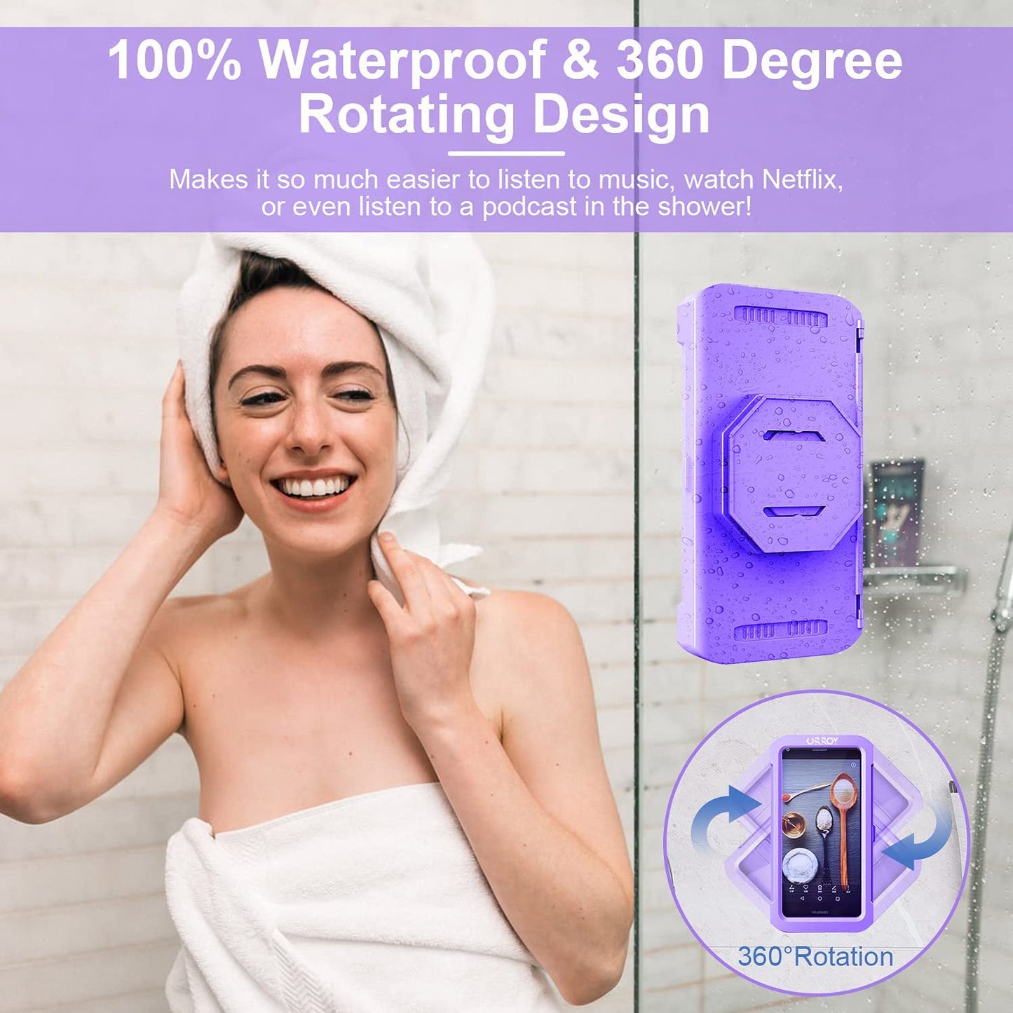 Waterproof 360° Rotation  Phone Case, Anti-Fog High Sensitivity Cover  Compatible with 4" - 7" Cell Phones
