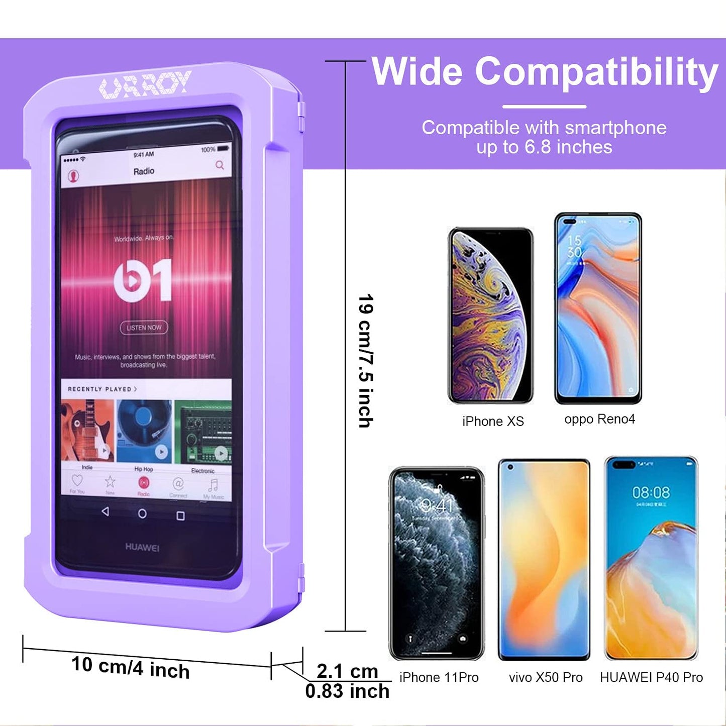 Waterproof 360° Rotation  Phone Case, Anti-Fog High Sensitivity Cover  Compatible with 4" - 7" Cell Phones