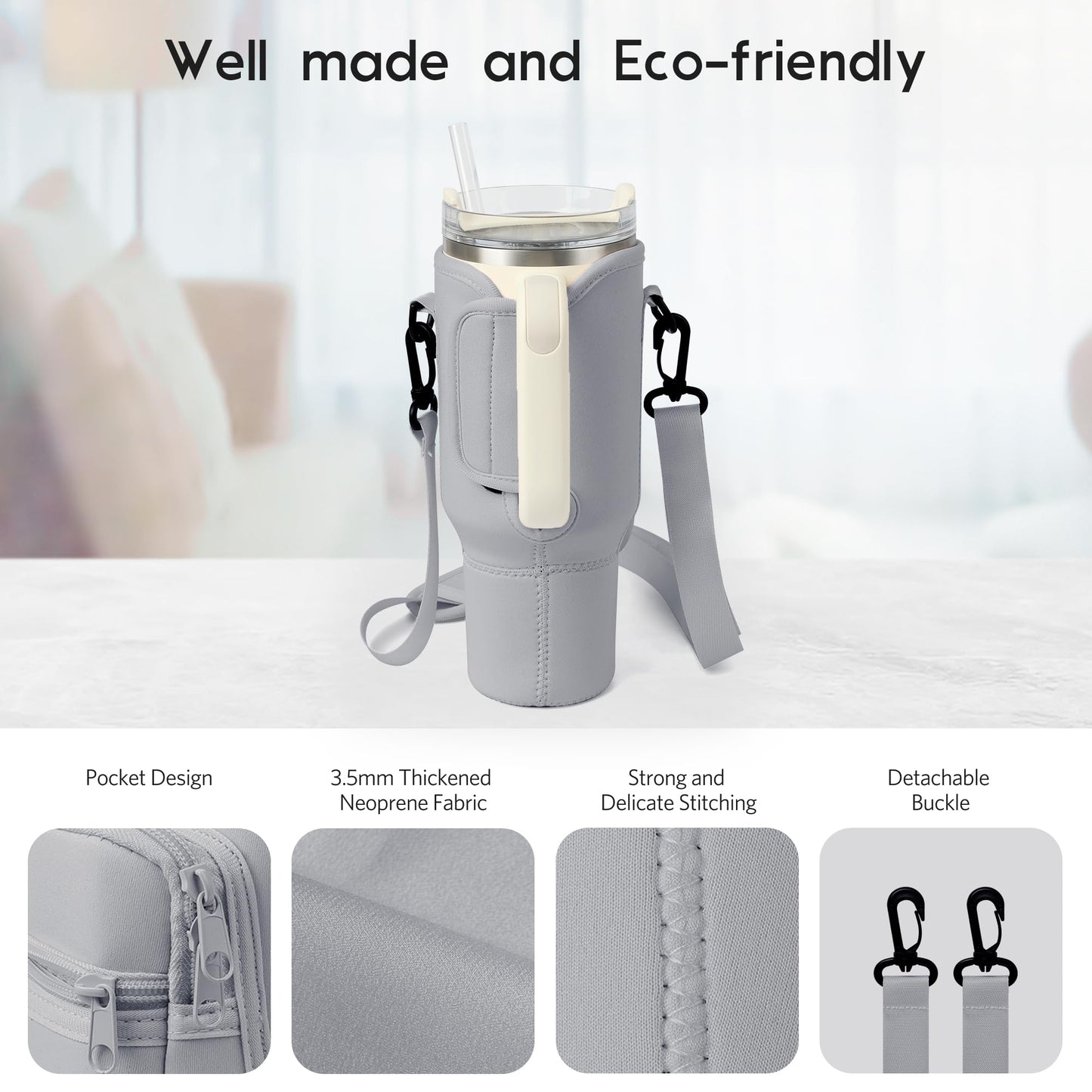 Stanley Cup Carrier With Pocket With Adjustable Strap