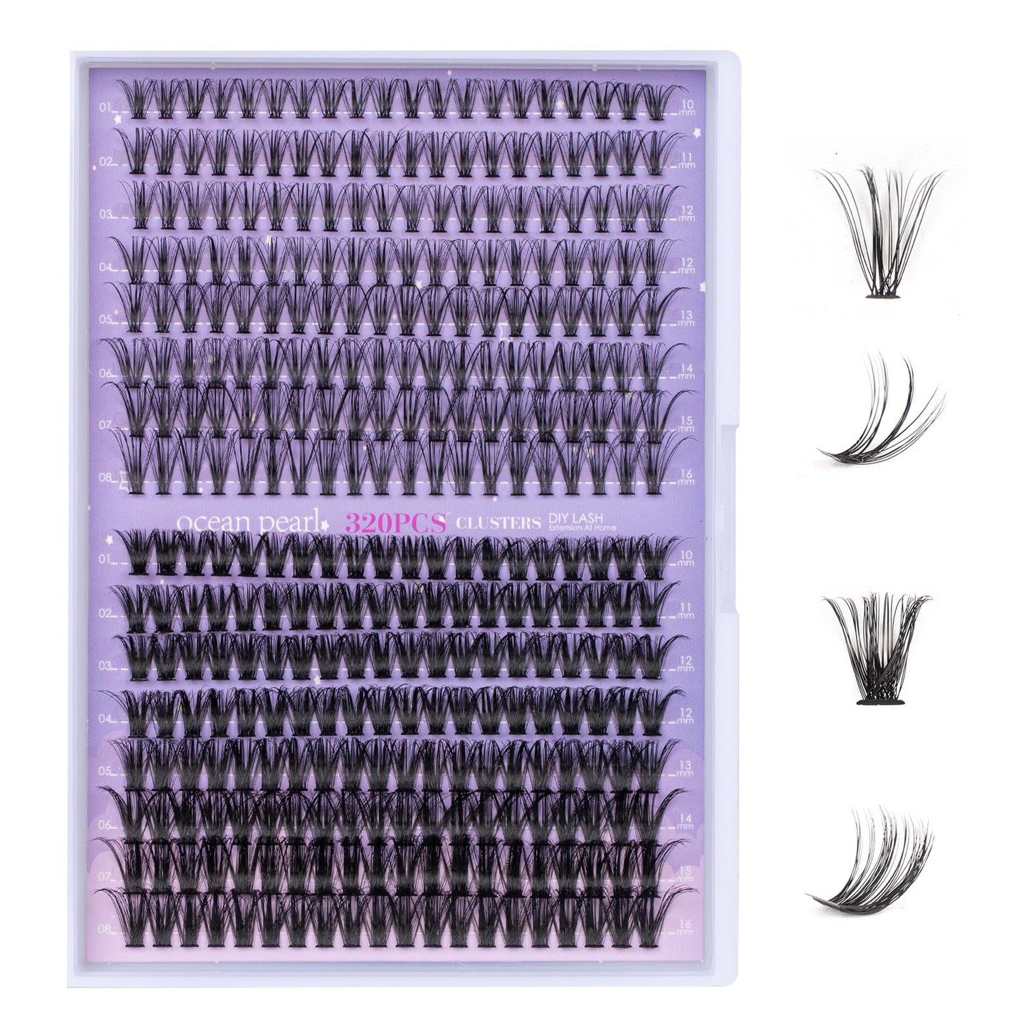 Lash Extension Kit 72 Cluster Individual Lashes Natural with Lash Bond and Seal Super Hold Eyelash Tweezers Lash Glue Remover Easy to Remove Lash Clusters Kit DIY at Home 10-16mm C/D Curl - OP01