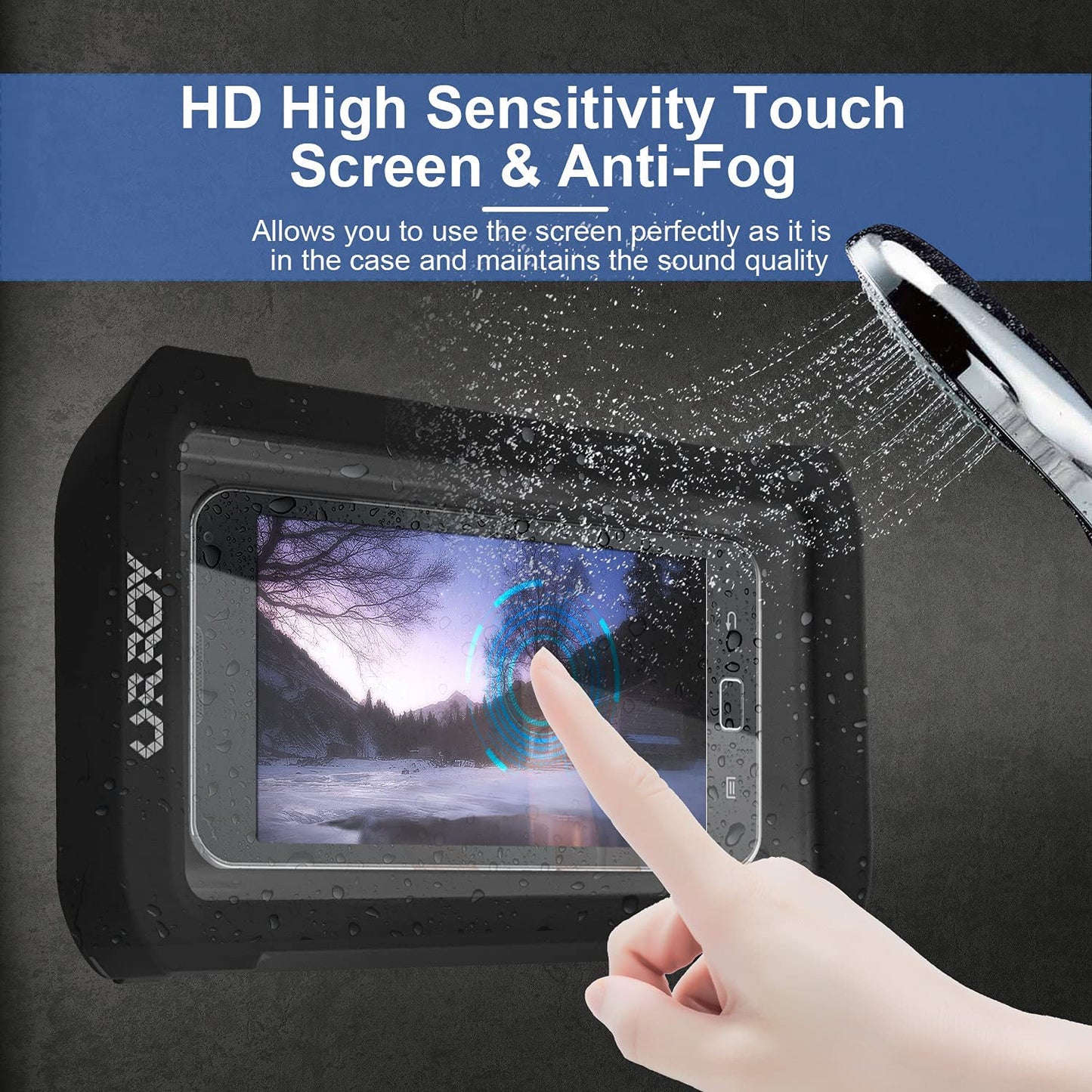 Waterproof 360° Rotation  Phone Case, Anti-Fog High Sensitivity Cover  Compatible with 4" - 7" Cell Phones